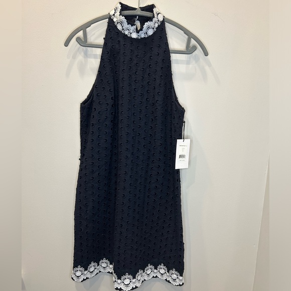 Bailey 44 Black Eyed Susan Navy Blue Sleeveless Dress with White Floral Detail - Picture 2 of 5